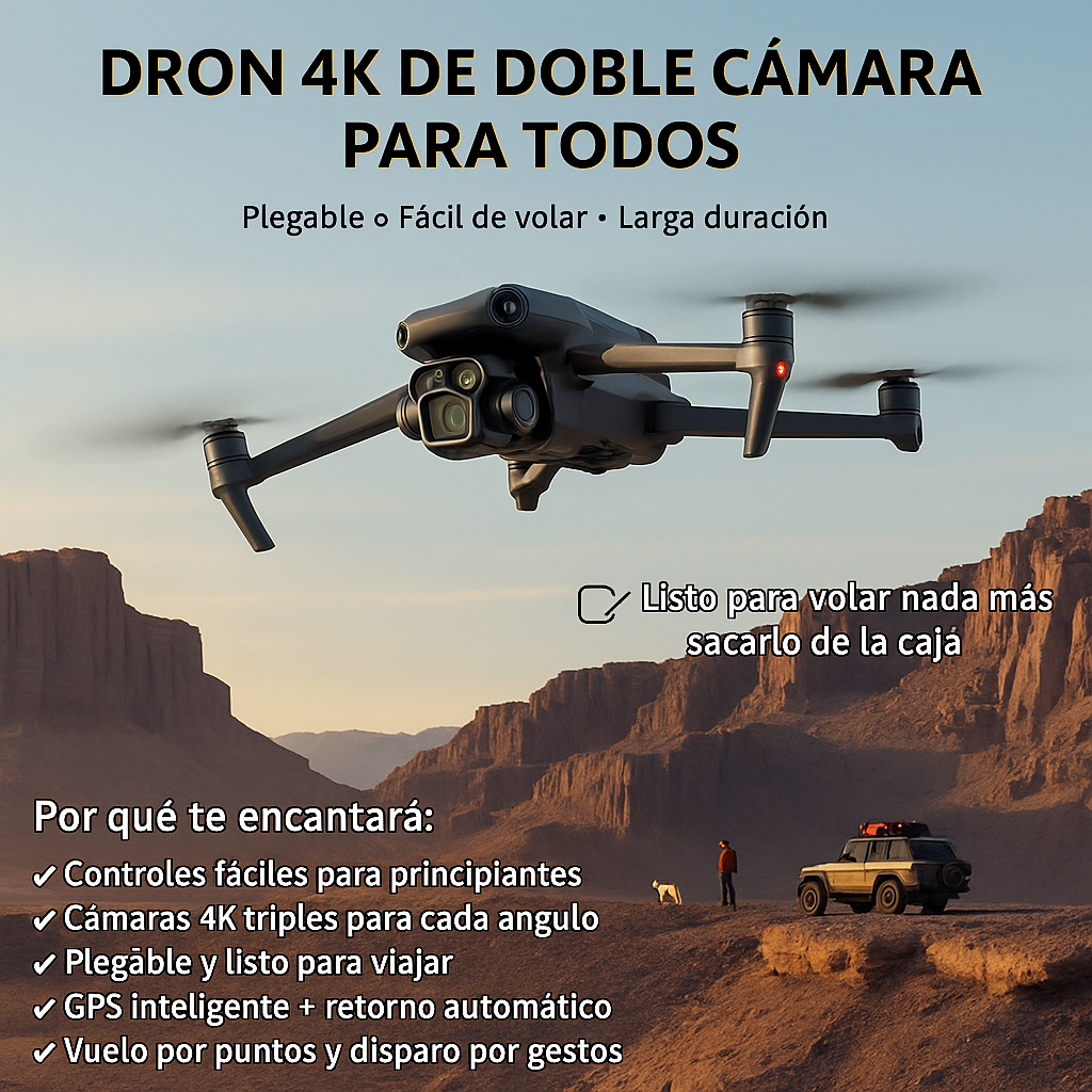 Dron con cámara 4K HD: perfecto para viajes, fotografía y regalos. Plegable. Fácil de volar. Batería de larga duración. Oferta por tiempo limitado: 50 % de descuento. ¡El regalo perfecto para los amantes de la tecnología!